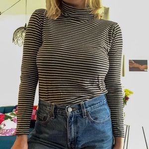 Striped 90s-esque turtleneck